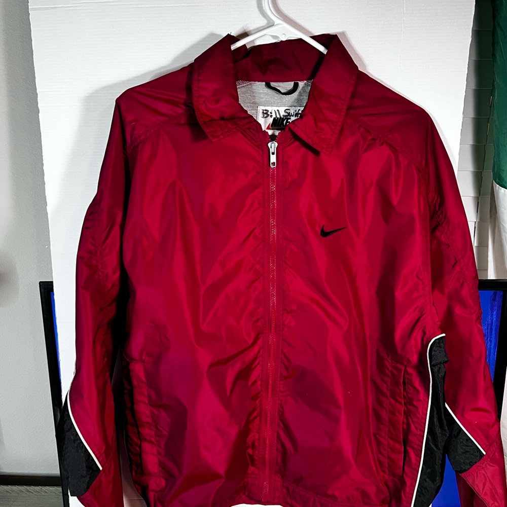 Vintage 90’s Nike Windbreaker Size Medium Red and Black White Tag Color Block
